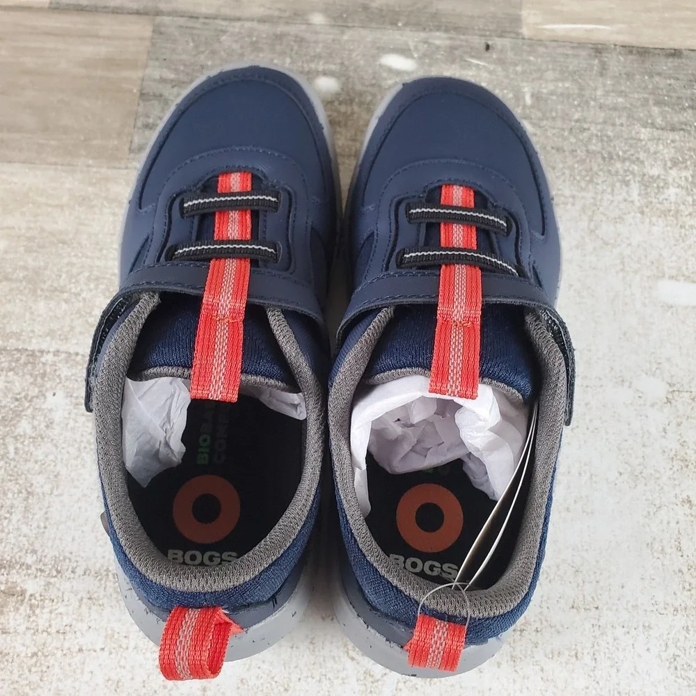 Bogs Skyline Kicker Low Kids Shoes Sz 1 Running Navy Comfort Hook & Loop Sneaker